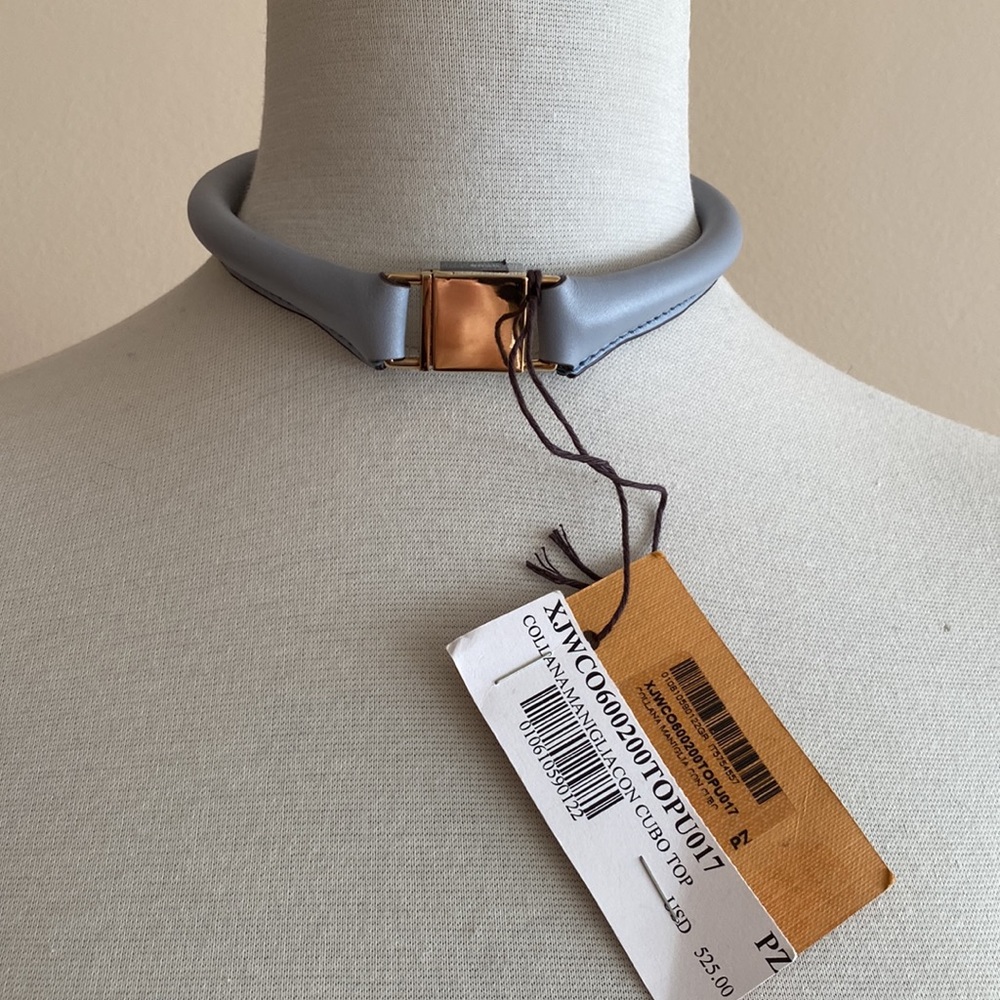 NEW Auth. TOD’s leather CHOCKER/ necklace w/dust bag; metal closure ITALY